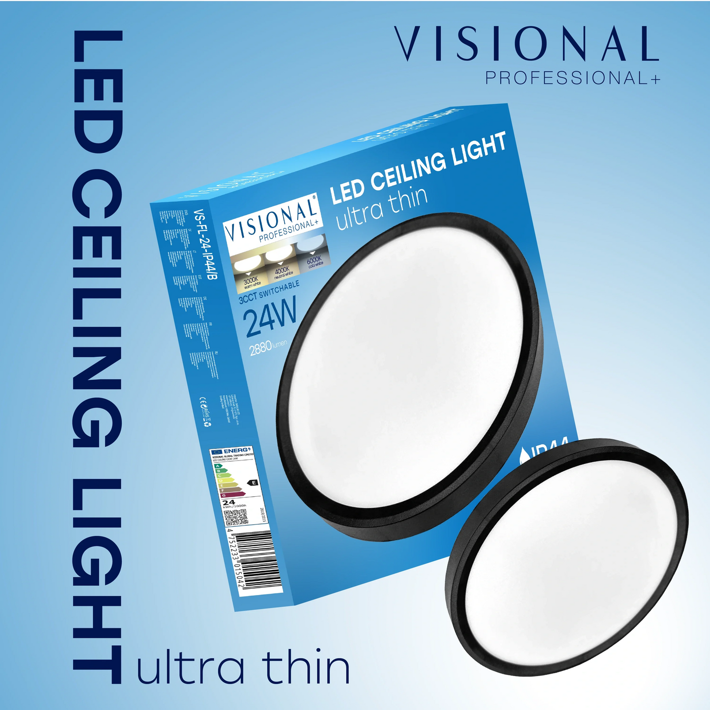 LED Vesitiivis valaisin 24W, 3CCT, 2880Lm, IP44, Ø 300 x 25 mm