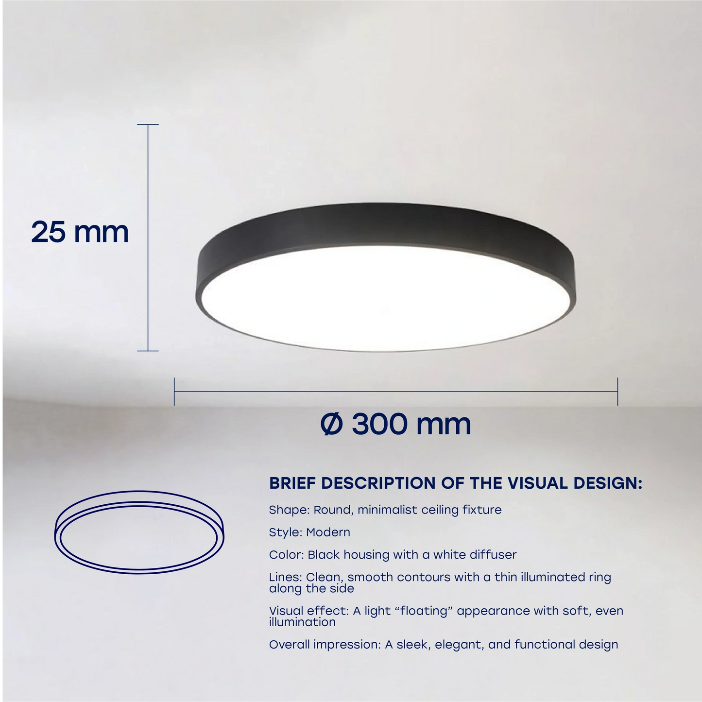 LED Vesitiivis valaisin PIR-liiketunnistimella 24W, 3CCT, 2880Lm, IP44, Ø 300 x 25 mm