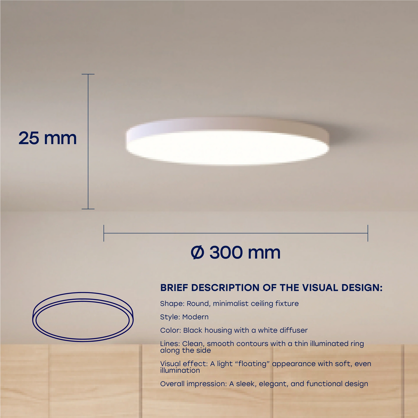 LED Vesitiivis valaisin 24W, 3CCT, 2880Lm, IP44, Ø 300 x 25 mm