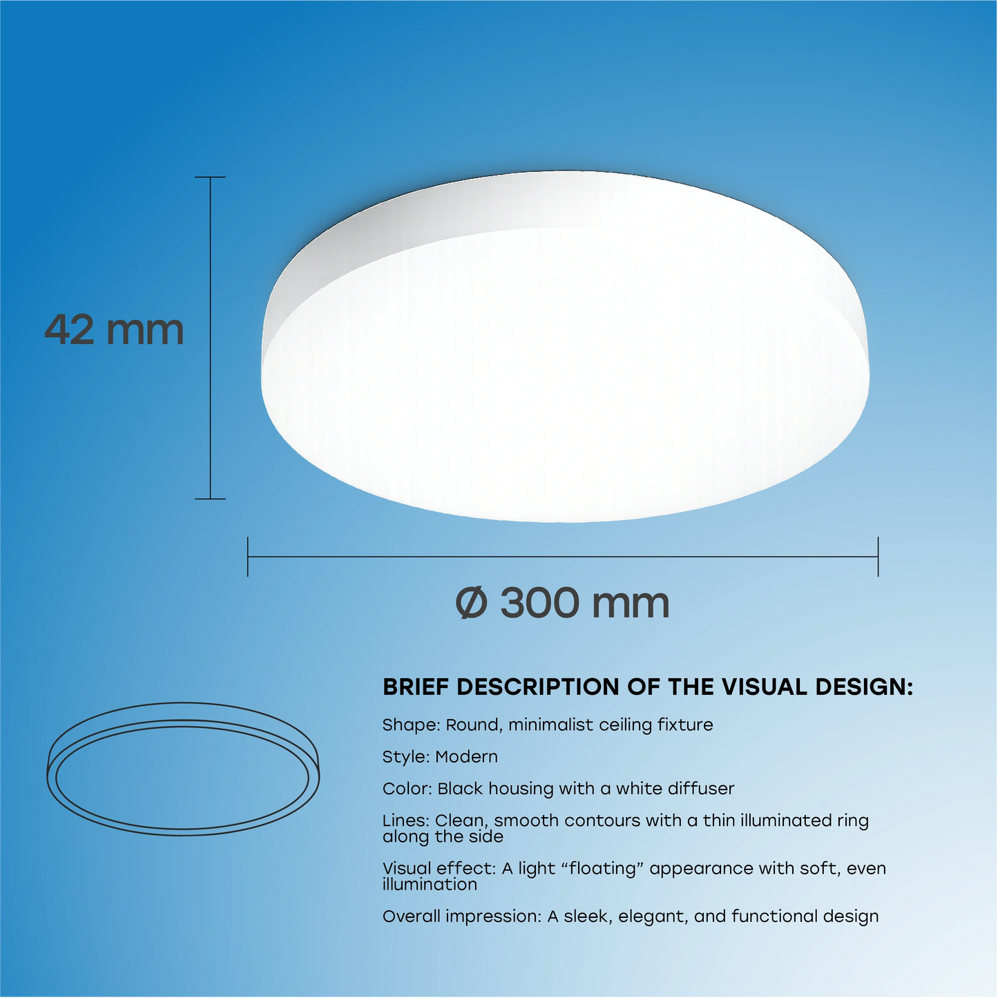 LED Vesitiivis valaisin 24W, 3CCT, 2640Lm, IP54, Ø 300 x 42 mm