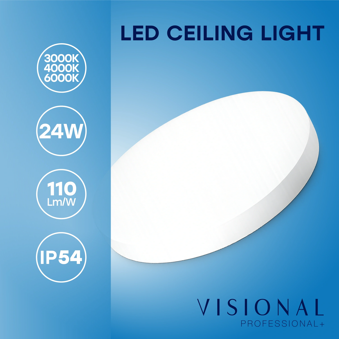 LED Vesitiivis valaisin 24W, 3CCT, 2640Lm, IP54, Ø 300 x 42 mm