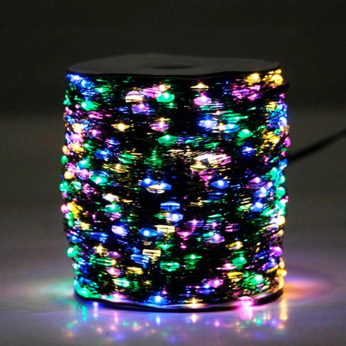 LED-valosarja 100 m, 1000 LED, monivärinen, kuparilanka, kaukosäädin, IP44