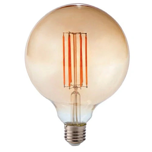LED Himmennettävä filamenttipolttimo E27, G125, 12W, 1320lm, 3000K, 360°, amber