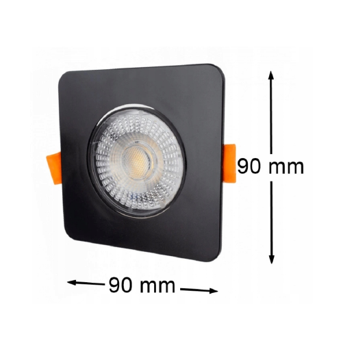 LED upotettava valaisin 3W, 5W, 7W, 3000K, 4000K, 6500K, 430 lm, 60°, musta, neliön muotoinen