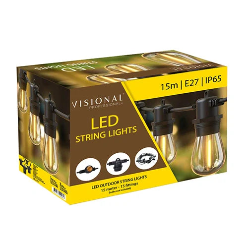 LED ulkoilma puutarha 15m valosarja E27 lampuille