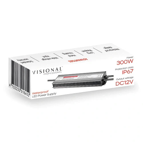Vedenkestävä LED-virtalähde 12V, 25A, 300W, IP67