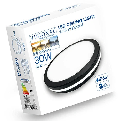 LED Vesitiivis valaisin 30W, 3CCT, 3600Lm, IP65, Ø 300 x 55 mm