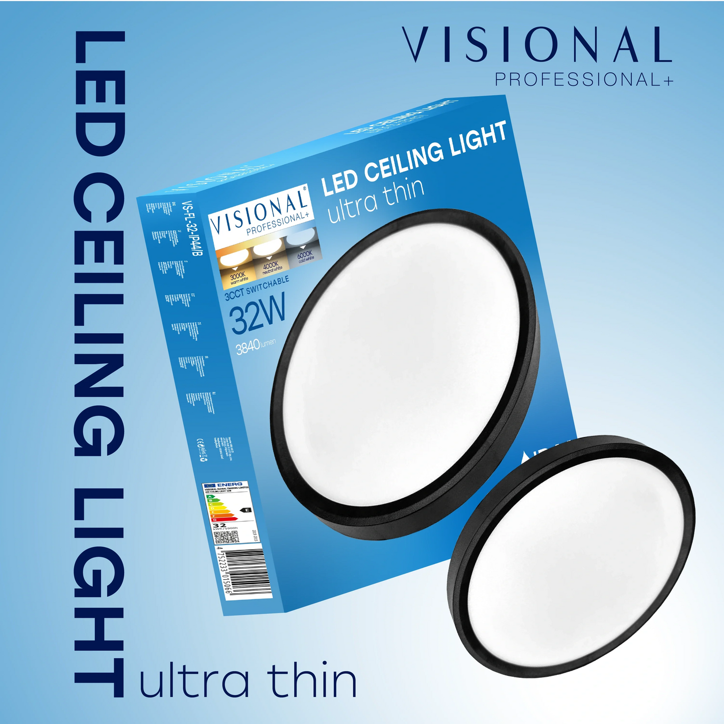 LED Vesitiivis valaisin 32W, 3CCT, 3840Lm, IP44, Ø 400 x 25 mm