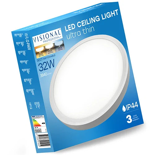 LED Vesitiivis valaisin 32W, 3CCT, 3840Lm, IP44, Ø 400 x 25 mm