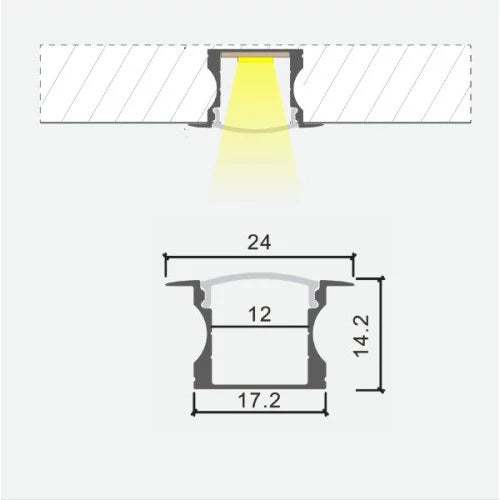 Anodisoitu syvää alumiiniprofiilia LED-nauhalle HB-24X14.2W