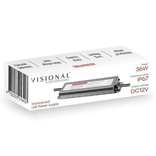 Vedenkestävä LED-virtalähde 12V, 3A, 36W, IP67