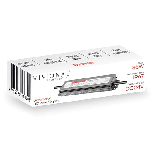 Vedenkestävä LED-virtalähde 24V, 1.5A, 36W, IP67