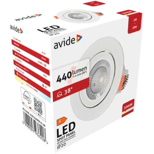 LED Upotettava valaisin 5W, 3000K Downlight 38°