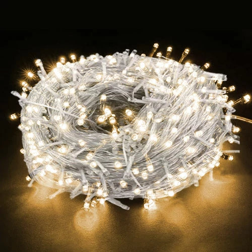 LED-valosarja 5 m, 50 LED, lämpimänvalkoinen + vilkkuefekti, 230 V, IP44