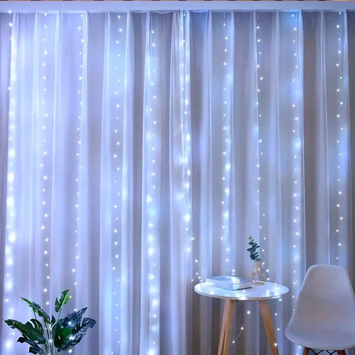 LED-valoverho 3 x 2 m, 240 LED, kylmänvalkoinen, IP44