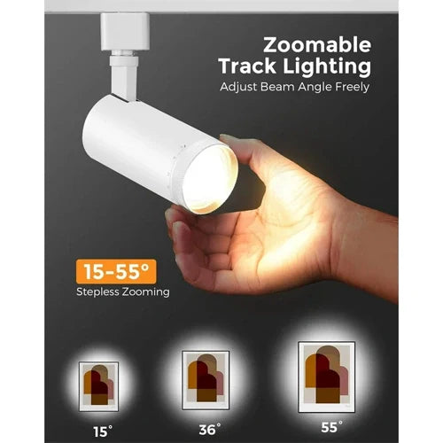 Kolmivaiheinen LED-raitalamppu säädettävällä valokeilalla 15-55°, 20/25/30W, CCT, 100Lm/W, IP20