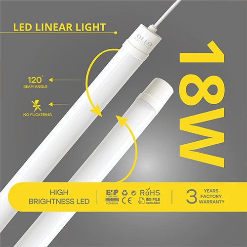 LED Kostean kestävä lineaarinen valaisin 60cm, 18W, 4000K