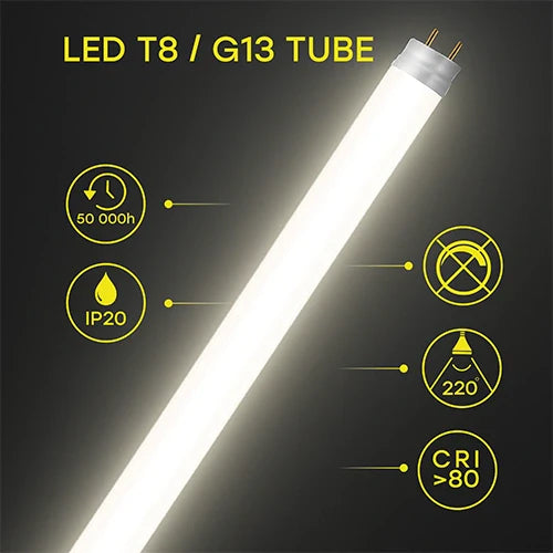 LED-lamppu T8, 150 cm, 24W, 4000K, 2880Lm, IP20