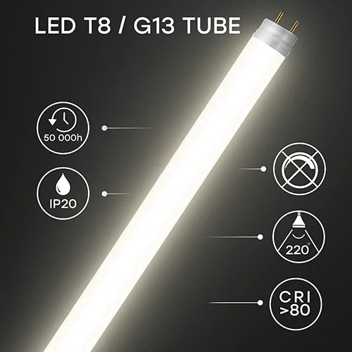 LED-lamppu T8, 120 cm, 18W, 4000K, 2880Lm, IP20