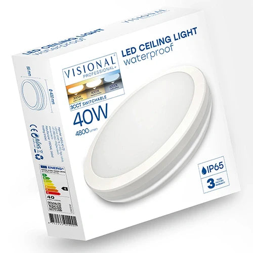 LED Vesitiivis valaisin 40W, 3CCT, 4800Lm, IP65, Ø 400 x 55 mm