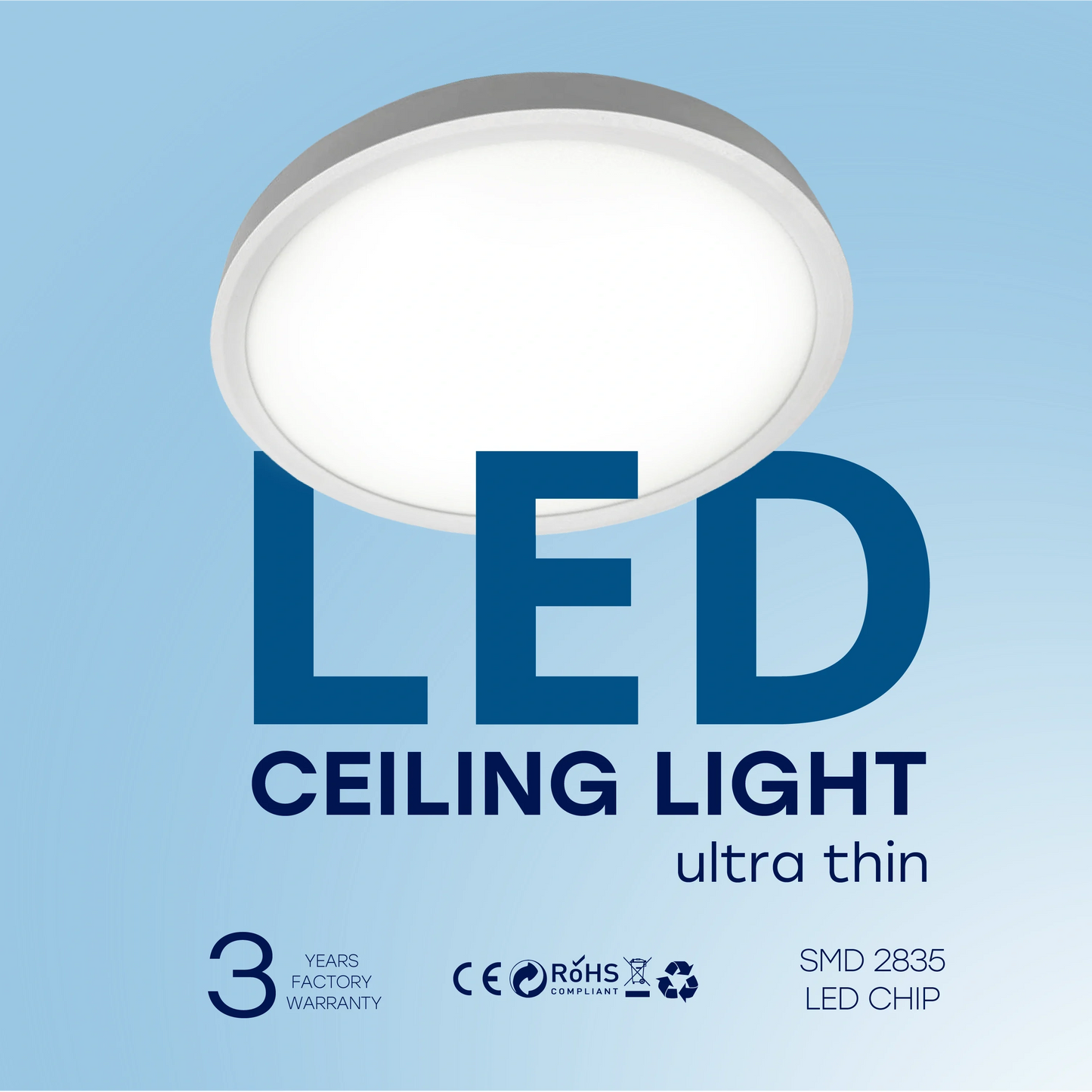 LED Vesitiivis valaisin PIR-liiketunnistimella 40W, 3CCT, 4800Lm, IP44, Ø 500 x 27 mm