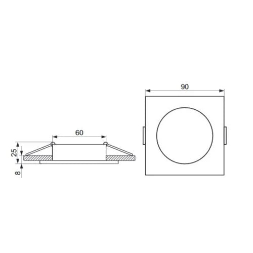 Upotettava valaisin RIA SQ, excl. MR16 tai GU10, IP20