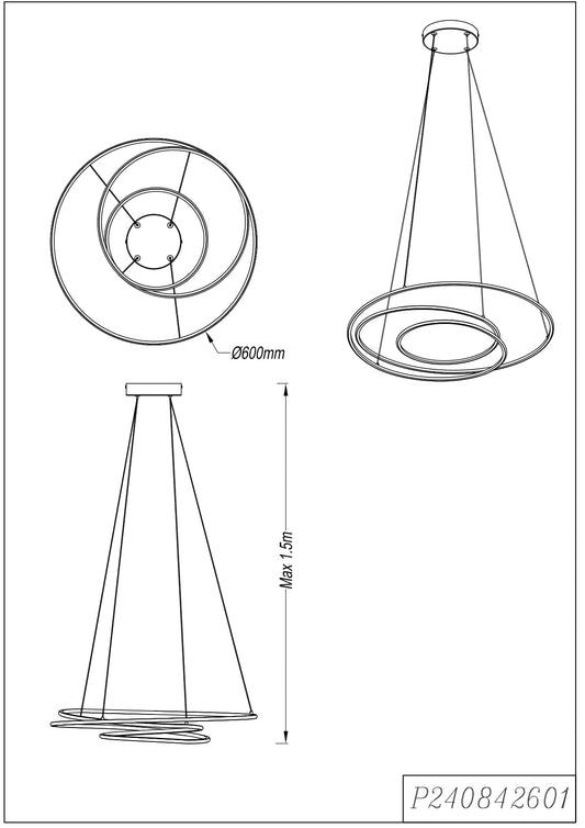 Riippuvalaisin LED ZEPHYRA, 35W, 3000K, 2300Lm