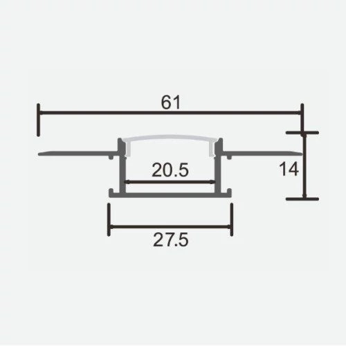 Anodisoitu alumiiniprofiili 1-2 LED-nauhoille HB-61X14