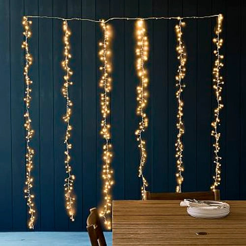 LED-valoverho 3 x 3 m, 1200 LED, lämpimänvalkoinen, 31 V, IP44