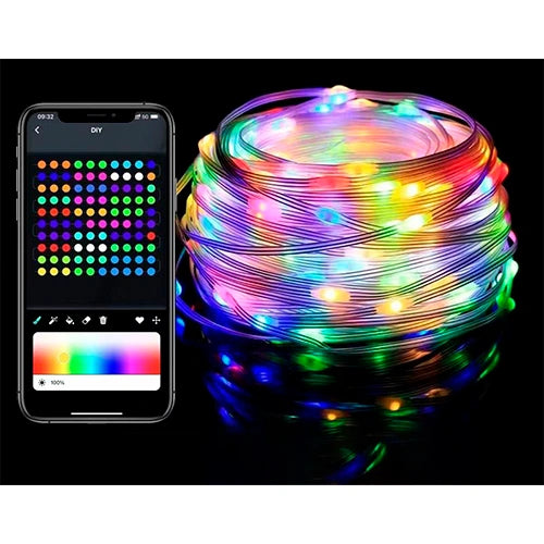 LED-valosarja 10 m, 100 LED, monivärinen, kaukosäädin, SMART-ohjaus, USB 5 V, IP44