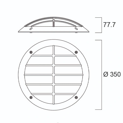 LED Vesitiivis valaisin ritilällä 24W, 3000K, 2400Lm, IP66, Ø 350 x 111 mm