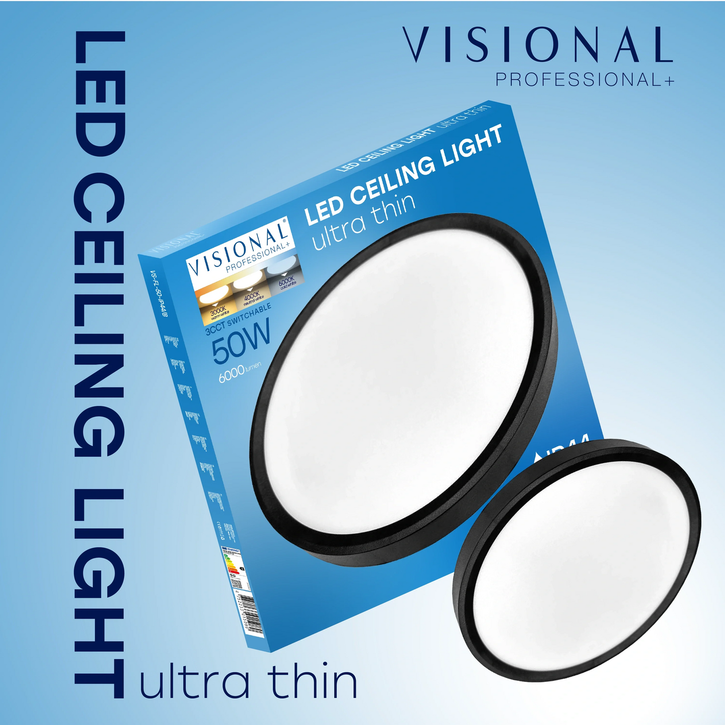 LED Vesitiivis valaisin 50W, 3CCT, 6000Lm, IP44, Ø 600 x 27 mm