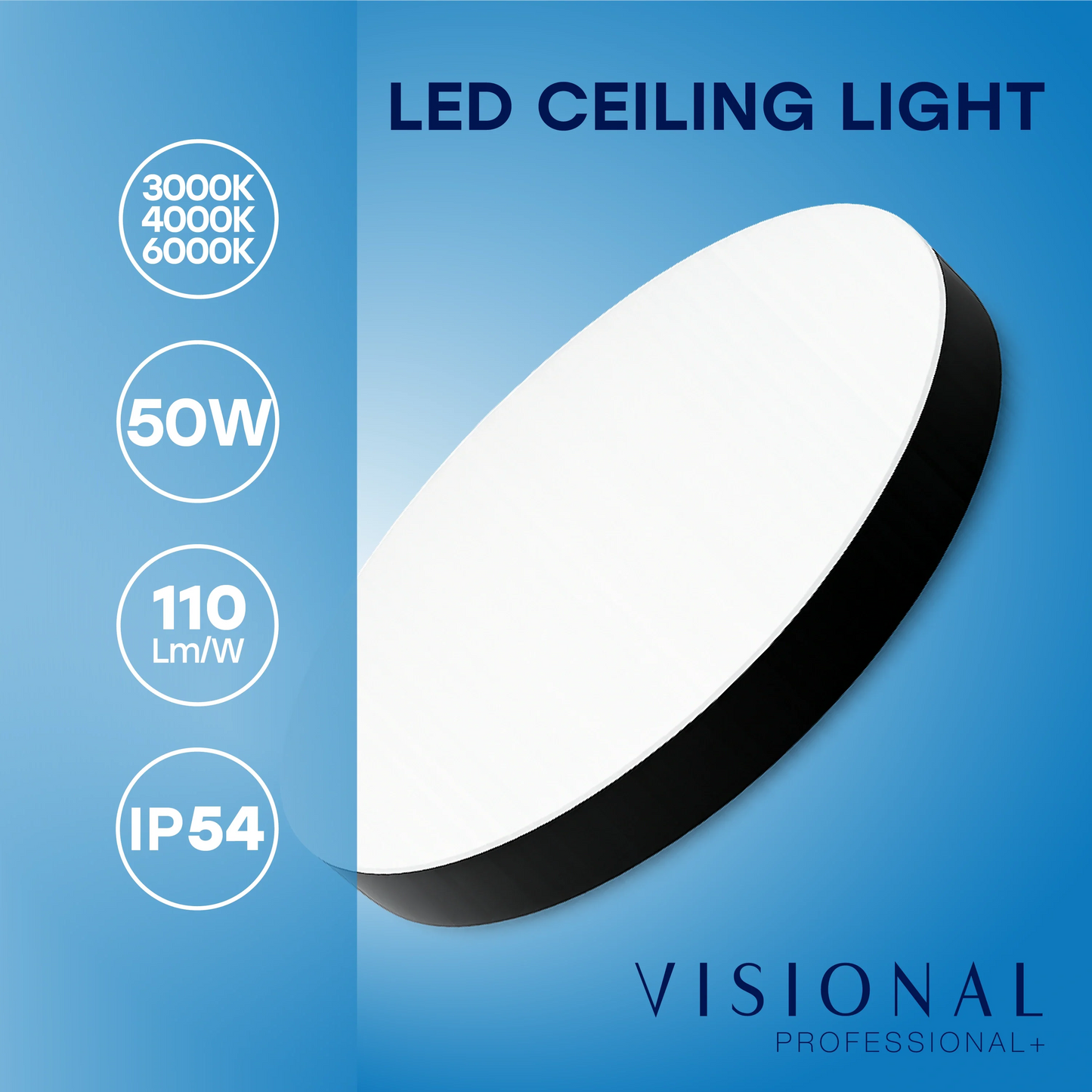 LED Vesitiivis valaisin 50W, 3CCT, 5500Lm, IP54, Ø 500 x 42 mm