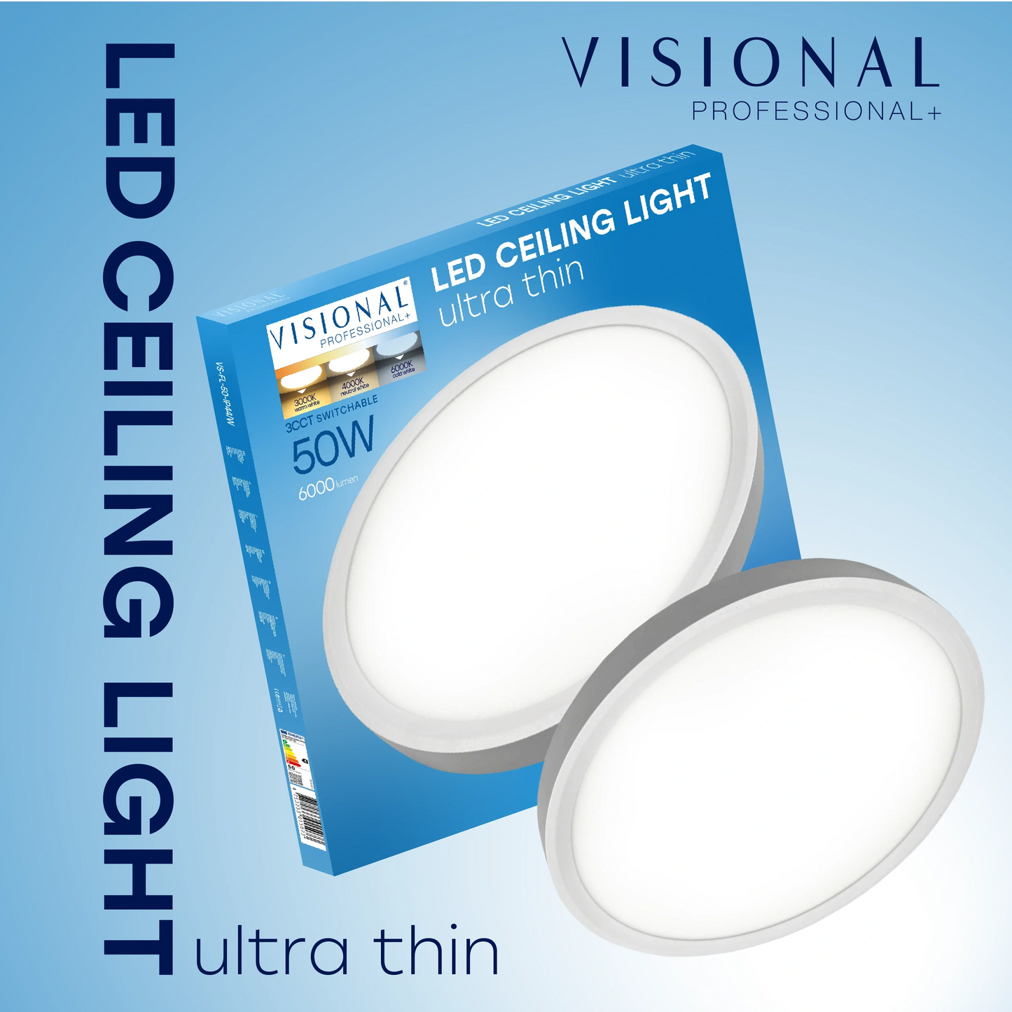 LED Vesitiivis valaisin 50W, 3CCT, 6000Lm, IP44, Ø 600 x 27 mm
