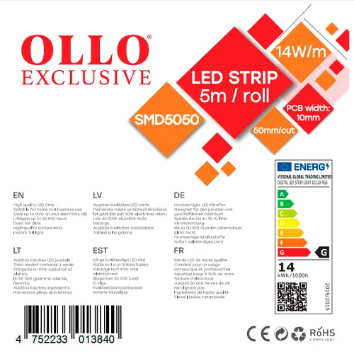 Osoite LED-nauha WS2811, digitaalinen RGB, IP20, 12V, 14W