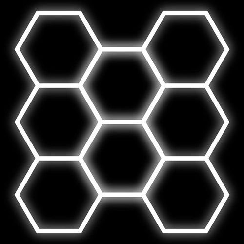 Hexagon-valaisinsarja, 8 kpl, tarvikkeilla, 280W, 6000K, IP20, 33600 Lm