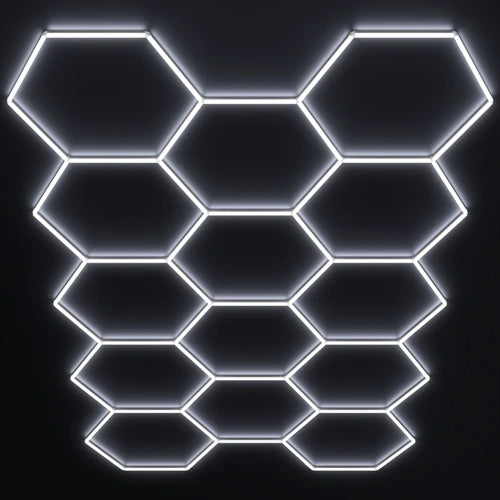 Hexagon-valaisinsarja, 14 kpl, tarvikkeilla, 456W, 6000K, IP20, 54720 Lm
