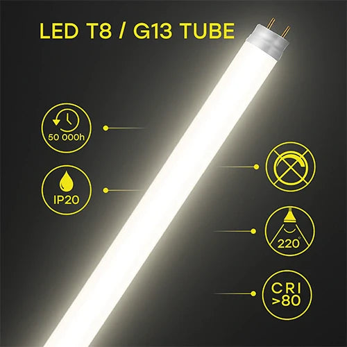 LED-lamppu T8, 120 cm, 18W, 4000K, 2160Lm, IP20