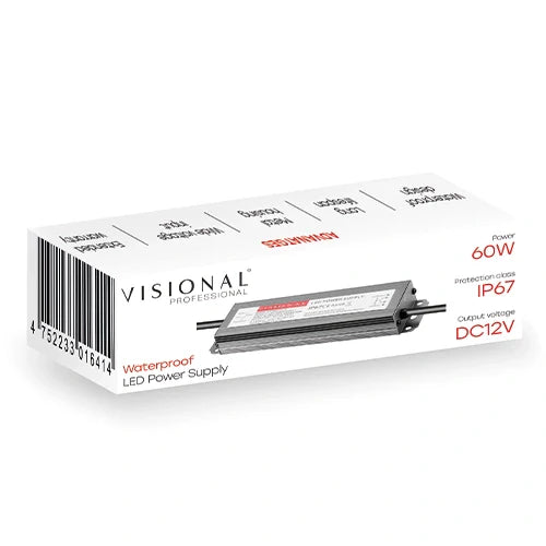 Vedenkestävä LED-virtalähde 12V, 5A, 60W, IP67