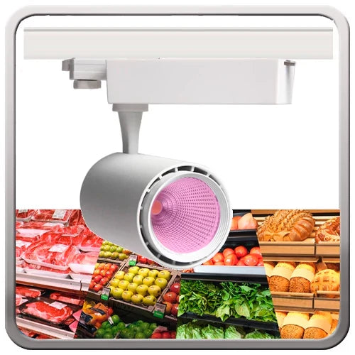 LED Rautavalaisin lihatuotteille 1F, 3 johtoa, 30W, vaaleanpunainen valo