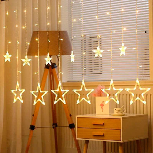 LED-tähtiverho 2 x 1,5 m, 144 LED, lämpimänvalkoinen, 31 V, IP44