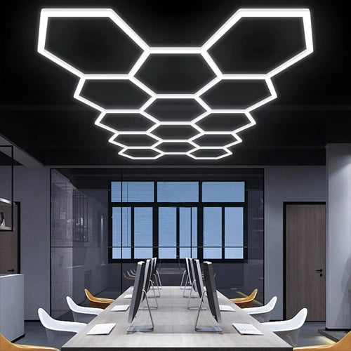 Hexagon-valaisinsarja, 14 kpl, tarvikkeilla, 456W, 6000K, IP20, 54720 Lm