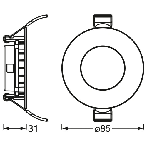 LED Upotettava paneeli, 4.5W, 3000K, 480Lm, 110°, IP20, Downlight Slim