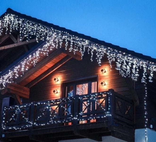 LED-jääpuikkovalosarja 5,5 m, 100 LED, kylmänvalkoinen + vilkkuefekti, IP44