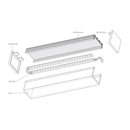 Anodisoitu korkea alumiiniprofiili 1-4 LED-nauhoille HB-75X50