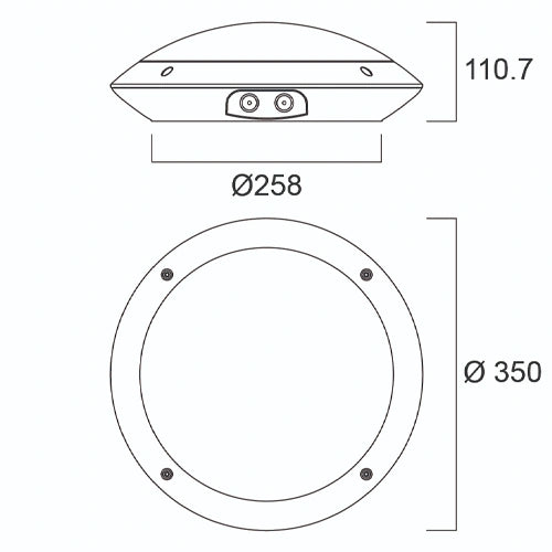 LED Vesitiivis valaisin ritilällä 24W, 3000K, 2400Lm, IP66, Ø 350 x 111 mm