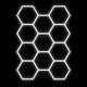 Hexagon-valaisinsarja, 11 kpl, tarvikkeilla, 385W, 6000K, IP20, 46200 Lm