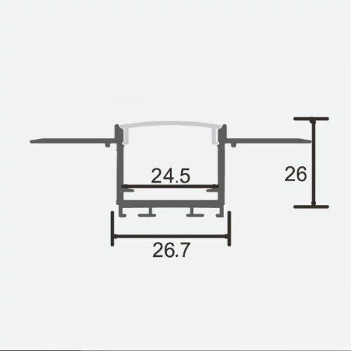 Anodisoitu alumiiniprofiili 1-2 LED-nauhoille HB-26.7X26