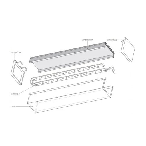 Anodisoitu korkean alumiiniprofiilin 1-4 LED-nauhoille HB-35X35