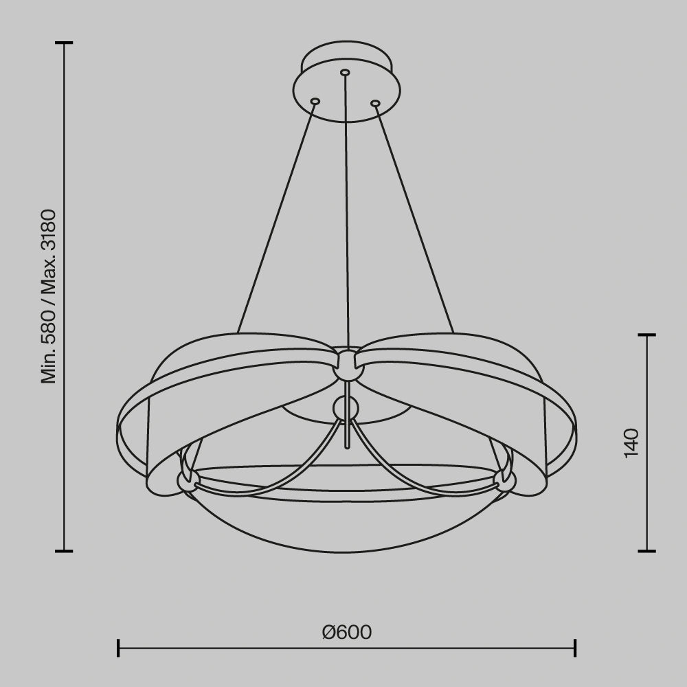 LED Riippuvalaisin BREEZE, 45W, 3000K, 2700Lm, IP20